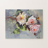 Prachtige Elegant roze rozen Waterverf schilderen Legpuzzel (Horizontaal)