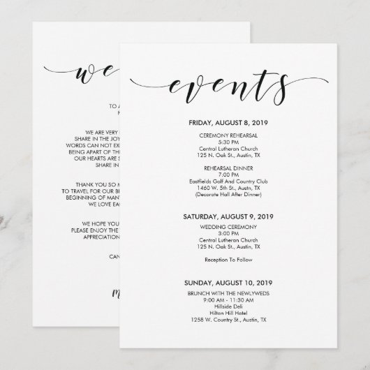 Prachtige Elegant Weddenschap tijdlijn/ reiskaart Kaart (Voorkant / Achterkant)