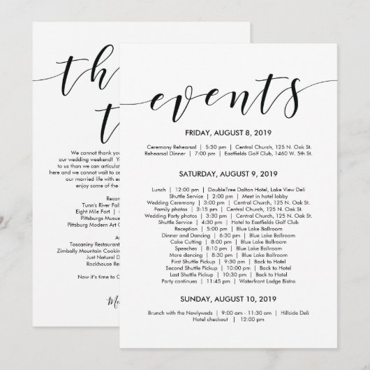 Prachtige Elegant Weddenschap tijdlijn/ reiskaart Kaart (Voorkant / Achterkant)