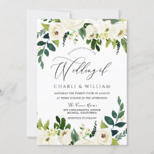 Prachtige Elegant White Floral Wedding Kaart