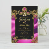Prachtige Elegante 60ste Verjaardag Fuchsia Gold P Kaart (Staand voorkant)