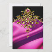 Prachtige Elegante 60ste Verjaardag Fuchsia Gold P Kaart (Achterkant)