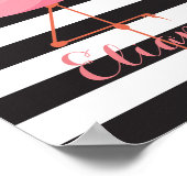 Prachtige, elegante flamingo poster met naam (Hoek)
