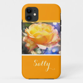 Prachtige, elegante gele roos bloem, met naam iPhone 11 hoesje