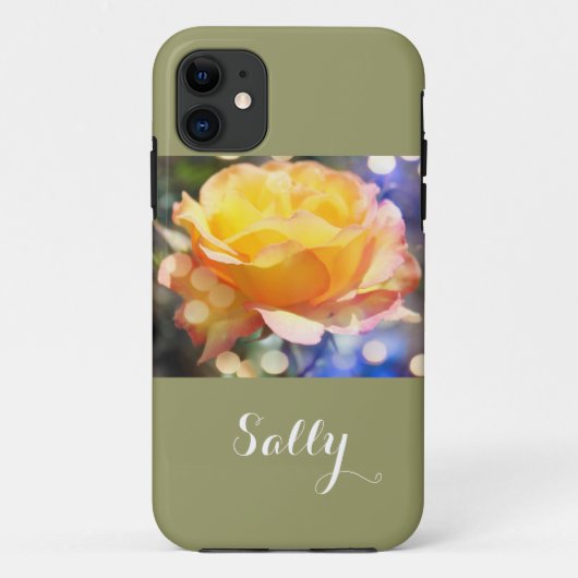 Prachtige, elegante gele rozenbloem met naam Case-Mate iPhone case (Achterkant)