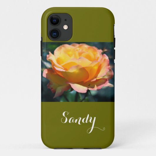 Prachtige, elegante gele rozenbloem met naam Case-Mate iPhone case (Achterkant)