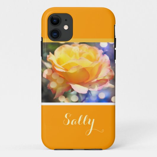 Prachtige, elegante gele rozenbloem met naam Case-Mate iPhone case (Achterkant)