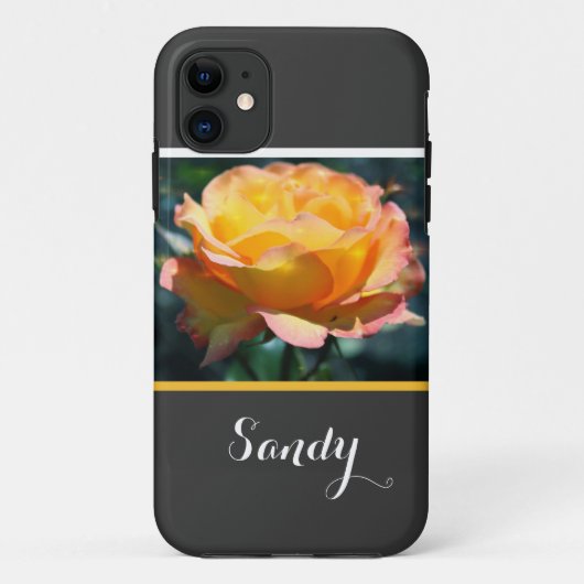 Prachtige, elegante gele rozenbloem met naam Case-Mate iPhone case (Achterkant)
