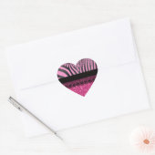 Prachtige elegante girale zebra glitter hart sticker (Envelop)