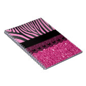 Prachtige elegante girale zebra glitter notitieboek (Rechterzijde)