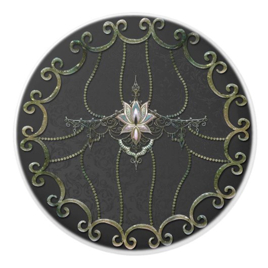 Prachtige elegante lotusbloem. keramische knop (Voorkant)