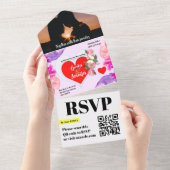 Prachtige elegante moderne alles in één bruiloft u all in one uitnodiging (Afscheurbaar)