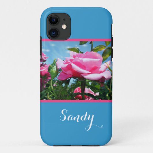 Prachtige, elegante roze roze roze bloem met naam Case-Mate iPhone case (Achterkant)