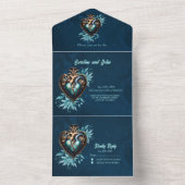 Prachtige elegante steampunk hart. all in one uitnodiging (Binnen)