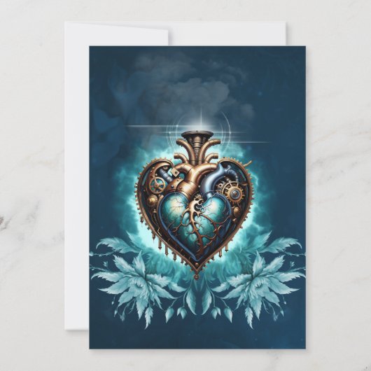 Prachtige elegante steampunk hart. save the date (Achterkant)