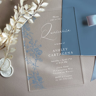 Prachtige elegante Vintage Quinceanera 15e verjaar Acryl Uitnodigingen