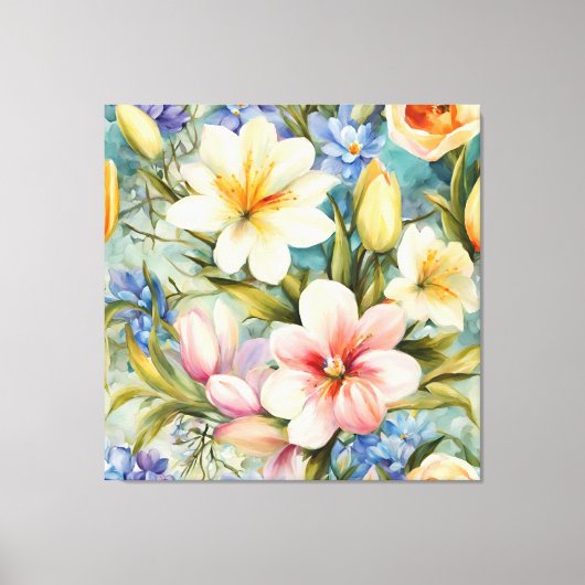 Prachtige elegante voorjaarsbloemen. schilderij canvas afdruk (Voorkant)