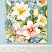 Prachtige elegante voorjaarsbloemen. schilderij canvas afdruk (Insitu (Houten vloer))