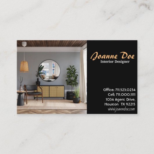 Prachtige elegante weergave van het interieurontwe visitekaartje (Voorkant)