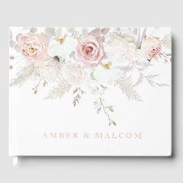 Prachtige elegantie: Blush & White Floral bruiloft Gastenboek