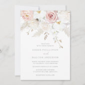 Prachtige elegantie: Blush & White Floral bruiloft Kaart (Voorkant)