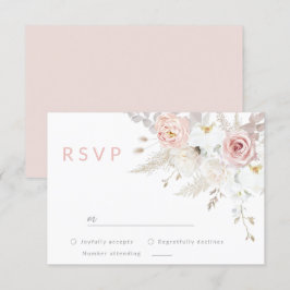 Prachtige elegantie: Blush & White Floral bruiloft RSVP Kaartje