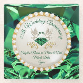 Prachtige Emerald 55e bruiloft Jubileum geschenken Glazen Onderzetter (Voorkant)