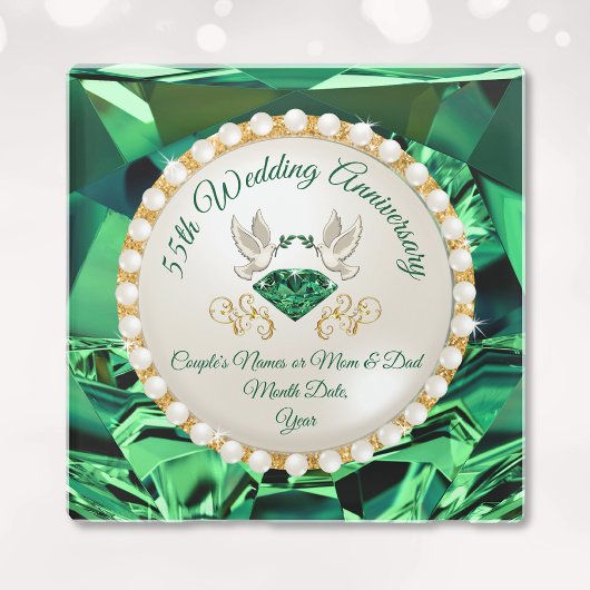Prachtige Emerald 55e bruiloft Jubileum geschenken Glazen Onderzetter