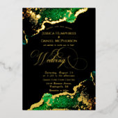 Prachtige Emerald Brons Bruiloft Goud Folie Uitnodiging (Voorkant)