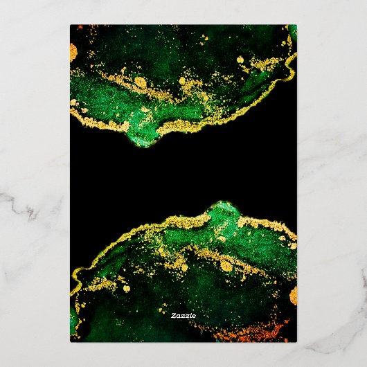 Prachtige Emerald Brons Bruiloft Goud Folie Uitnodiging (Achterkant)