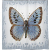 Prachtige en elegante blauwe vlinder douchegordijn (Voorkant)