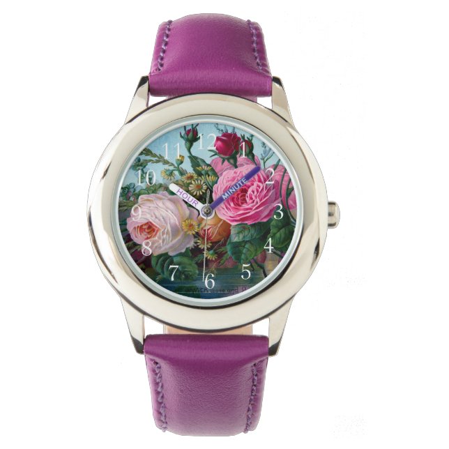 Prachtige en elegante  Rozen afdrukken Horloge (Voorkant)