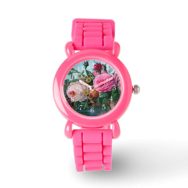 Prachtige en elegante  Rozen afdrukken Horloge (Voorkant)