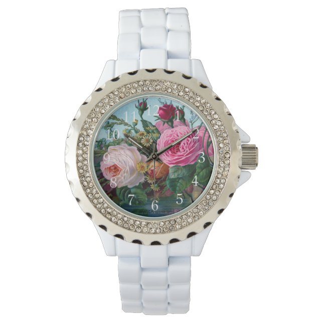 Prachtige en elegante  Rozen Print Watch Horloge (Voorkant)