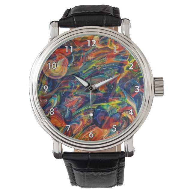 Prachtige en kleurrijke Abstracte kunst Horloge (Voorkant)