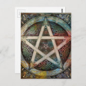 Prachtige en kleurrijke pagan Pentacle Briefkaart (Voorkant / Achterkant)