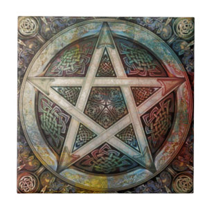 Prachtige en kleurrijke pagan Pentacle Tegeltje