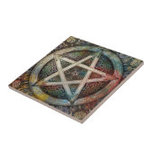 Prachtige en kleurrijke pagan Pentacle Tegeltje (Zijkant)