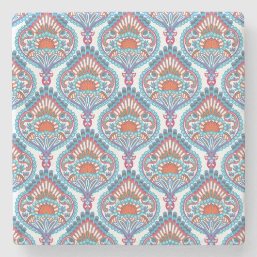 Prachtige en kleurrijke  Paisley Pattern Stenen Onderzetter (Voorkant)