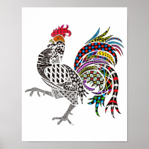 Prachtige en kleurrijke Rooster Poster 11 x 14 inc