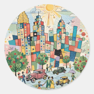 Prachtige en mooie zomer in de grote stad ronde sticker