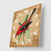Prachtige en unieke  stijl  rode vogel vierkante klok (Hoek)