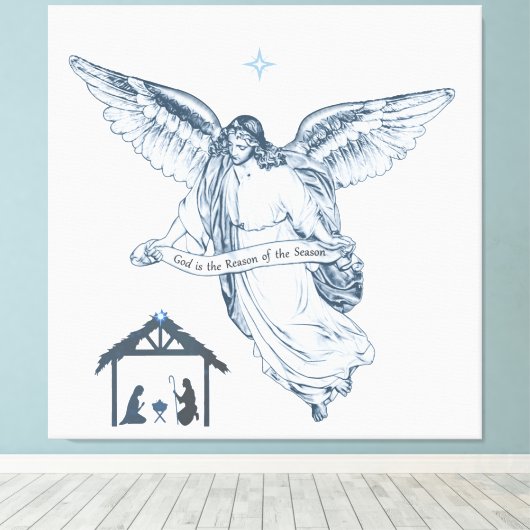 Prachtige  Engel met bericht Canvas Afdruk (Insitu (Houten vloer))