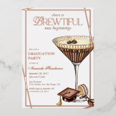 Prachtige Espresso Martini Afstudeercadeau Folie Uitnodiging (Voorkant)