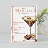 Prachtige Espresso Martini Afstudeercadeau Folie Uitnodiging (Staand Voorkant)