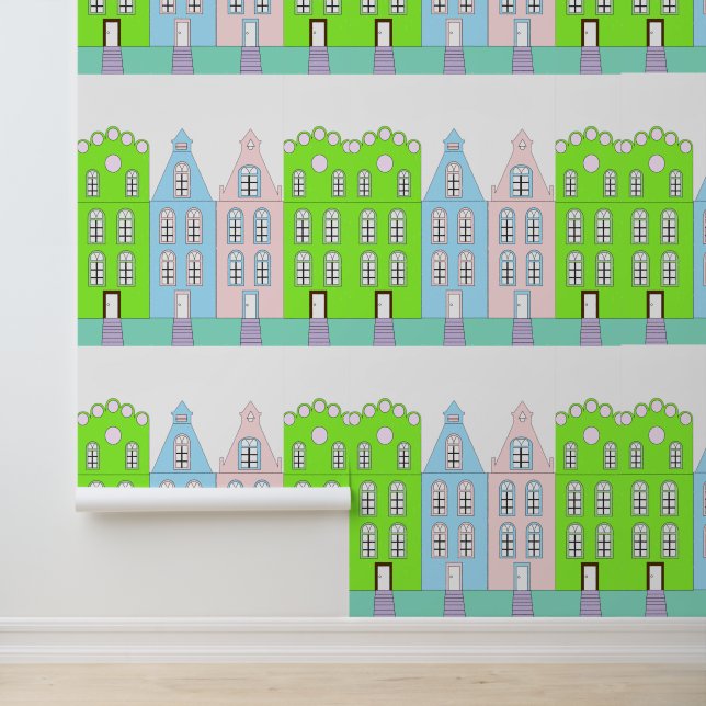 Prachtige esthetische Europese Cartoon stad Behang (Applicatie)