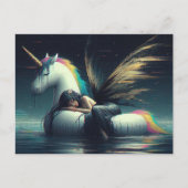 Prachtige Fairy in slaap op eenhoorn zwembad float Briefkaart (Voorkant)
