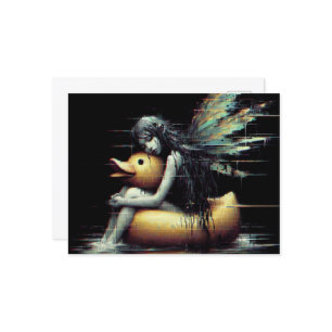 Prachtige Fairy in slaap op rubber eend float glit Briefkaart