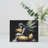 Prachtige Fairy in slaap op rubber eend float glit Briefkaart (Staand voorkant)