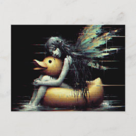 Prachtige Fairy in slaap op rubber eend float glit Briefkaart